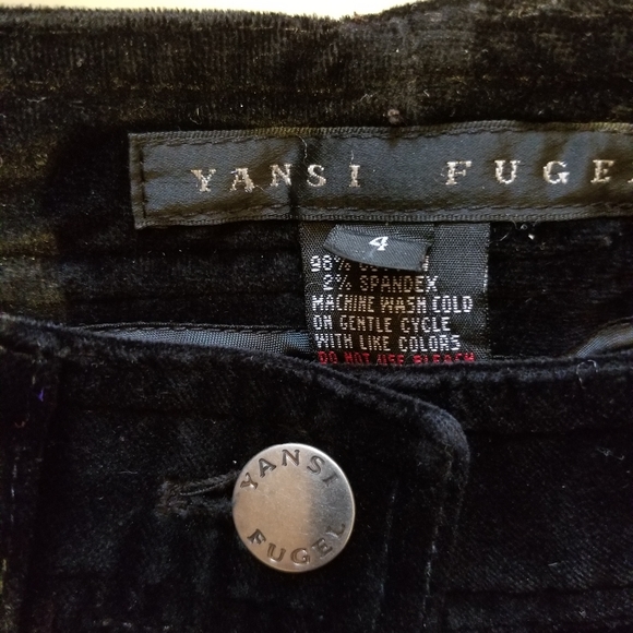 Yansi Fugel Black Velvet Cotton Pants - Picture 5 of 11